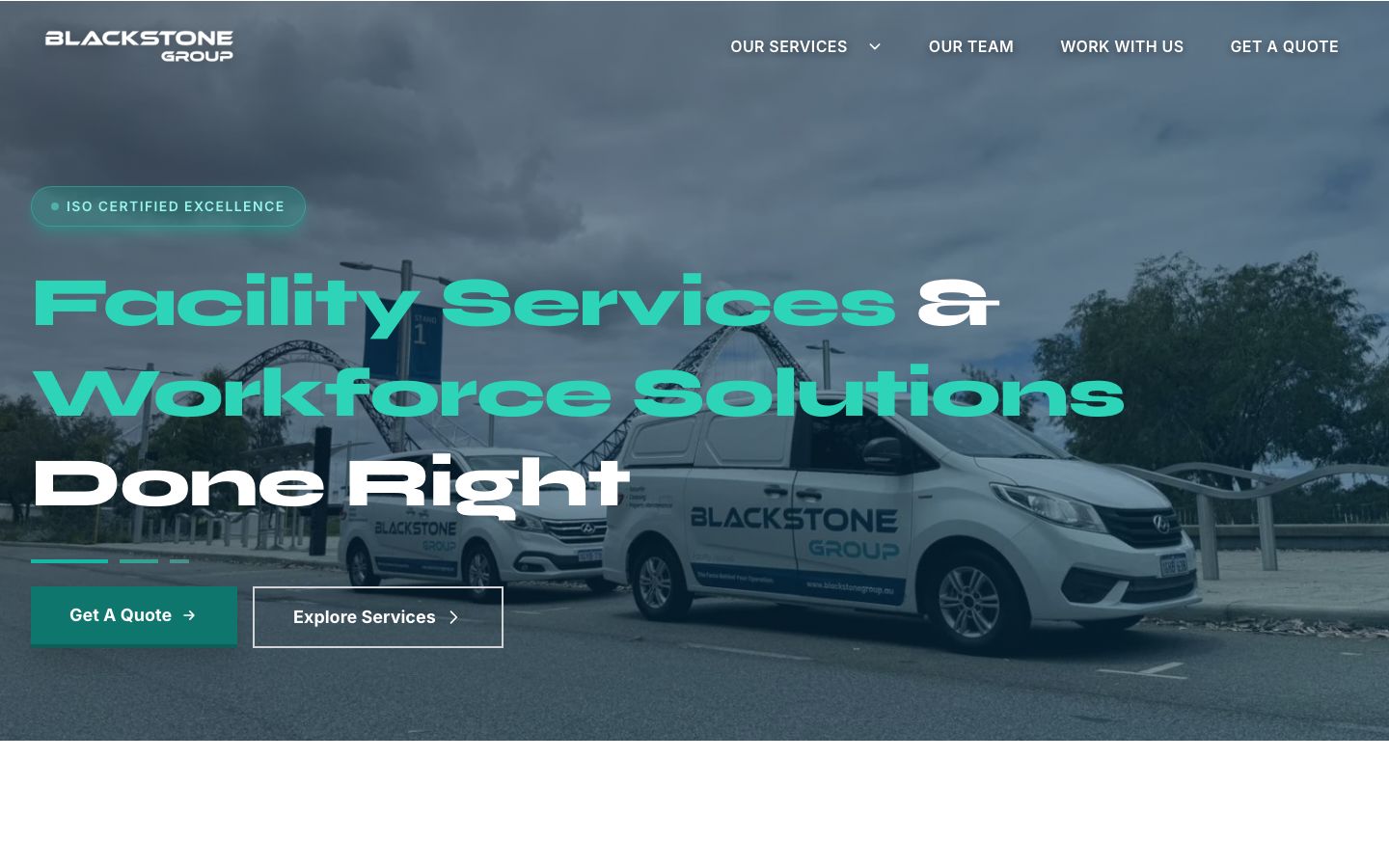 Blackstone Group website showing facility services and capabilities